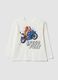 T-shirt bianca in puro cotone con stampa tigre over fit per bambino_0