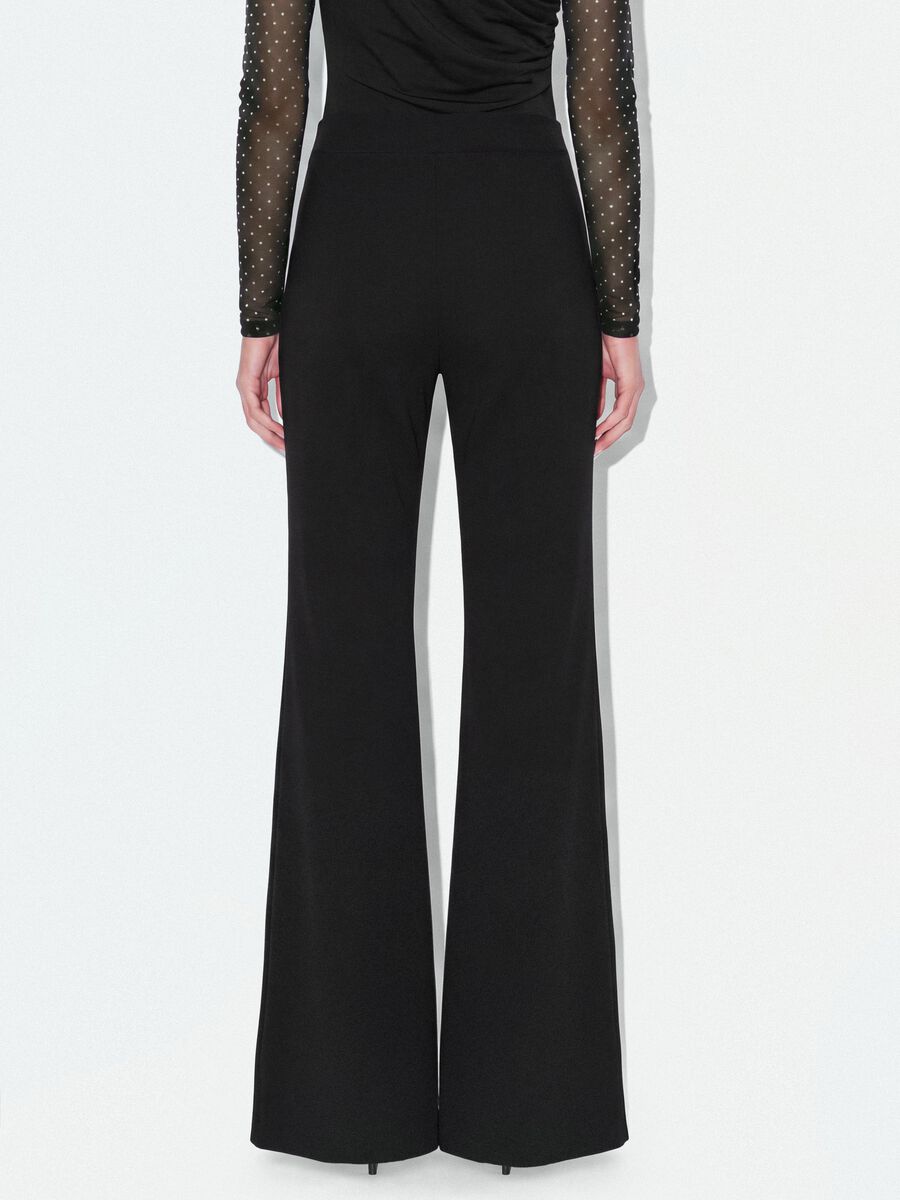 Black flared trousers in stretch modal_3