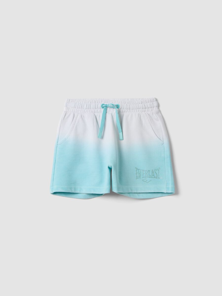 Short azzurri in misto cotone con vita elastica per bambina regular fit_0