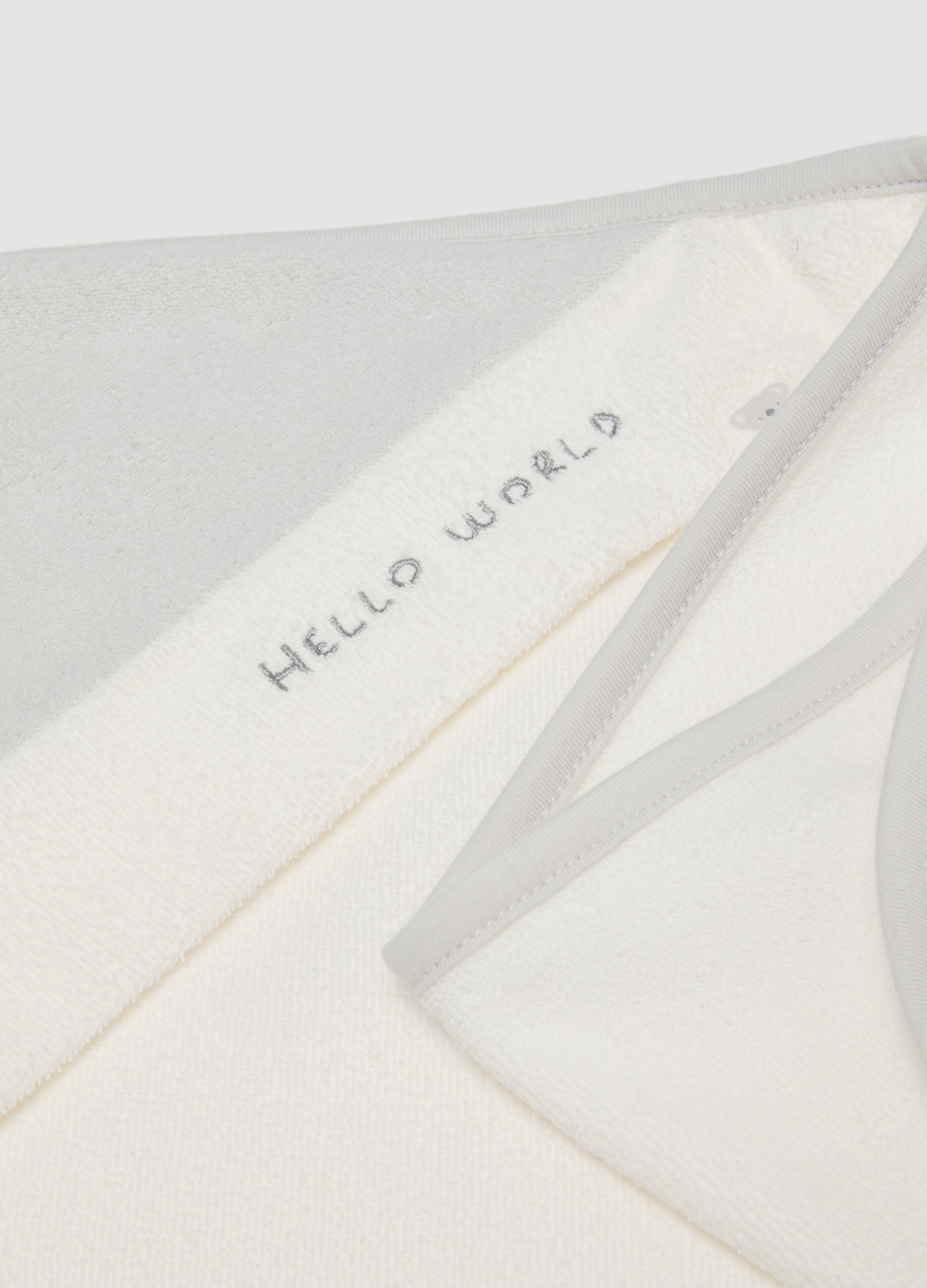 White organic cotton hooded baby bathrobe