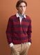 Red pure cotton striped long-sleeve rugby polo, regular fit_0