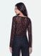 Brown stretch T-shirt with flocked floral print_3