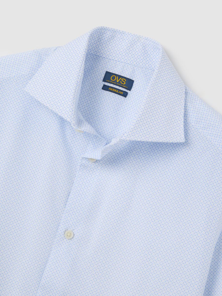 Blue Stretch Cotton Regular Fit Shirt_5