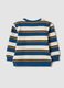 Sweatshirt marfim, azul e castanho tabaco em algod&atilde;o puro com decote redondo_1