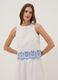 White cotton and linen blend top with embroidery_0