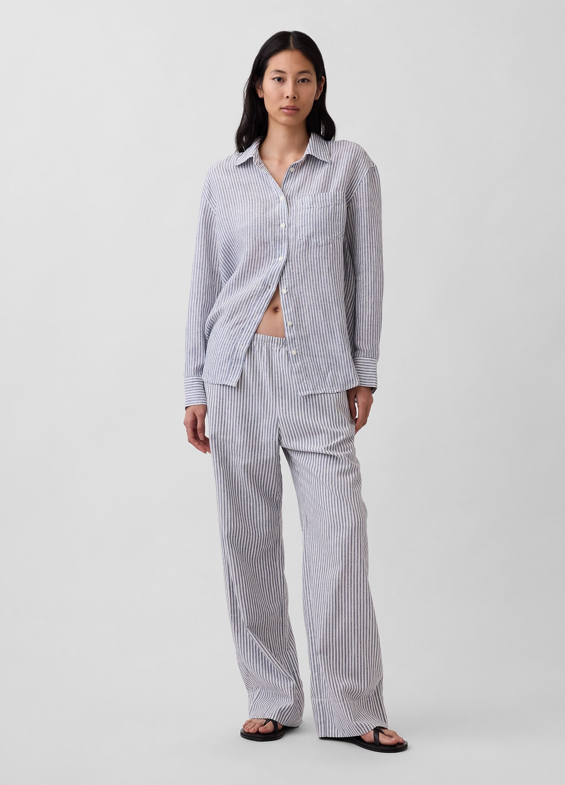Pure linen striped shirt