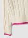 Maglia bianca in puro cotone a trecce con scollo a V per bambina_3