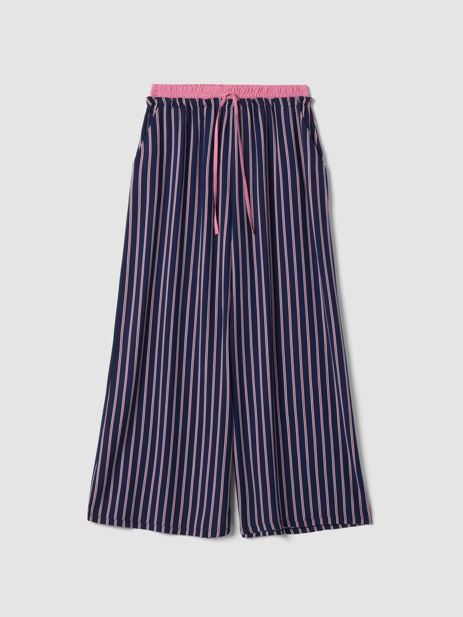 Blue striped pure viscose pyjama trousers_0