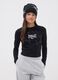 Black pure cotton T-shirt with applied stars, regular fit for girls_0