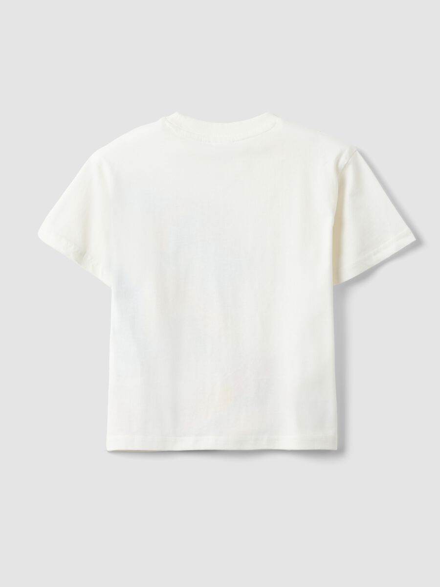 White pure cotton boys' t-shirt regular fit with Sonic_1