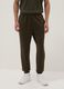 Brown cotton blend regular fit jogger trousers_1