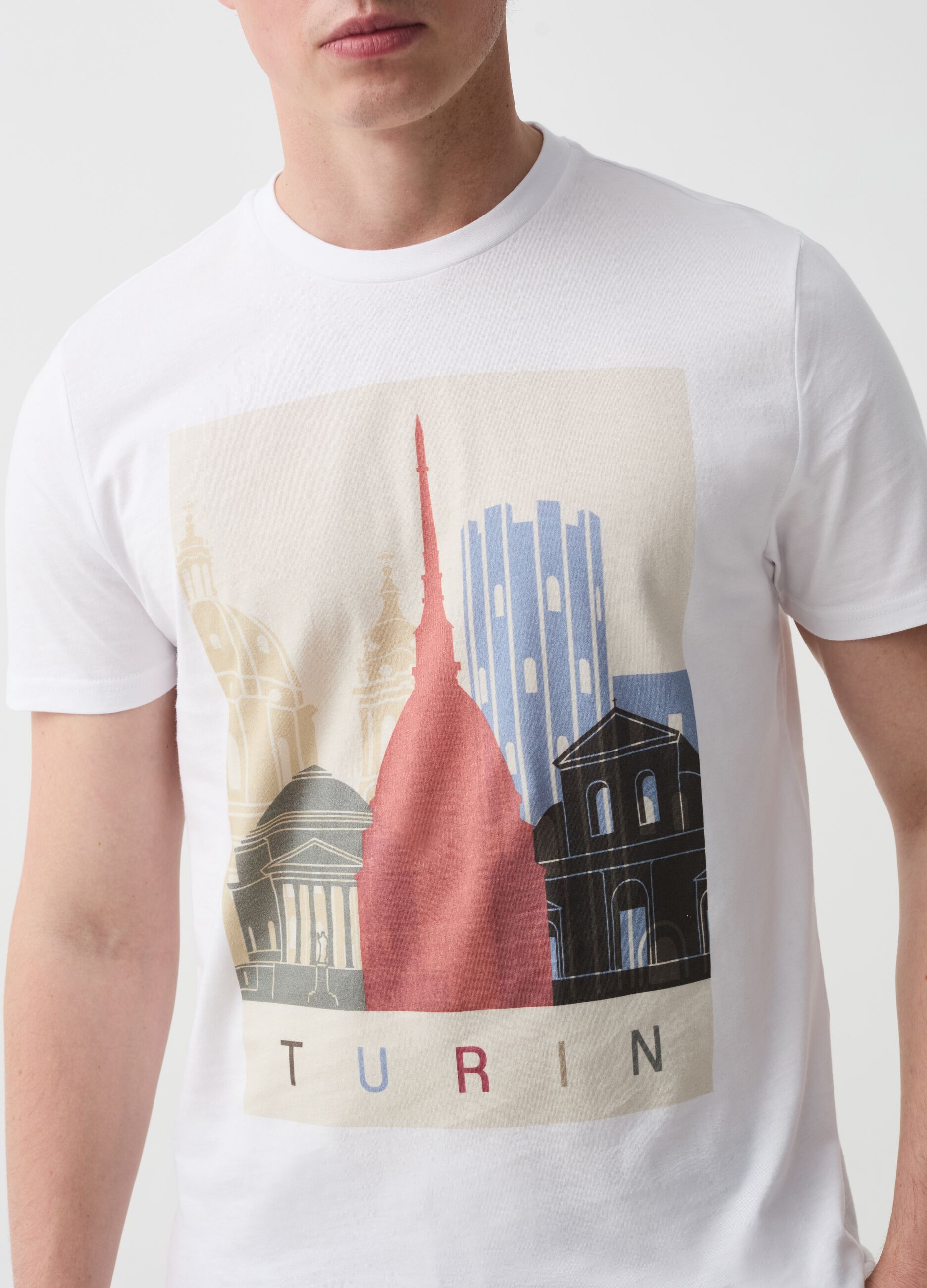 Cotton T-shirt with Turin print