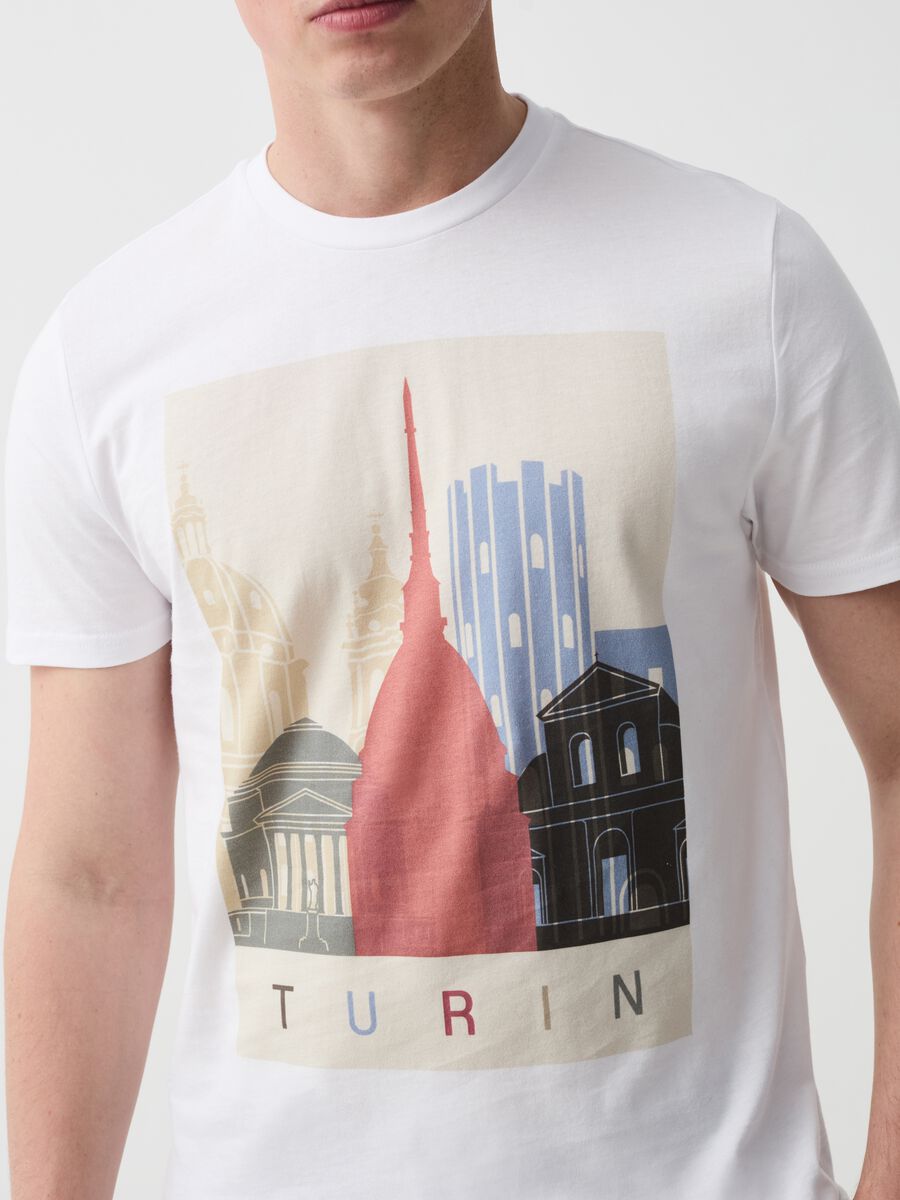 Cotton T-shirt with Turin print_1