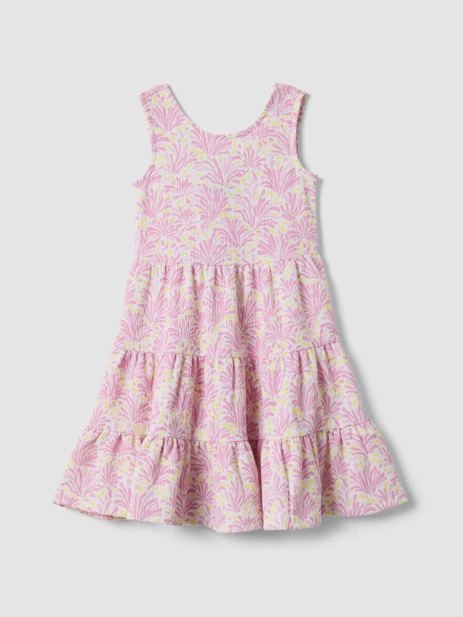 Vestido rosa sin mangas de tejido el&aacute;stico con estampado floral para ni&ntilde;a_0