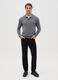 Grey long-sleeved polo in cotton and silk blend regular fit_1