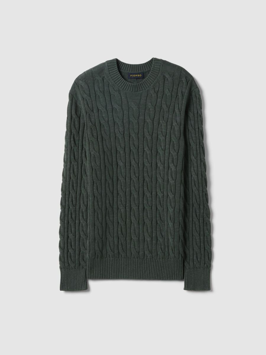 Green pure cotton regular fit jumper with woven design_4