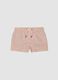 Rosafarbene Baby-Boxer-Badehose mit Streifen und Stickereien_0