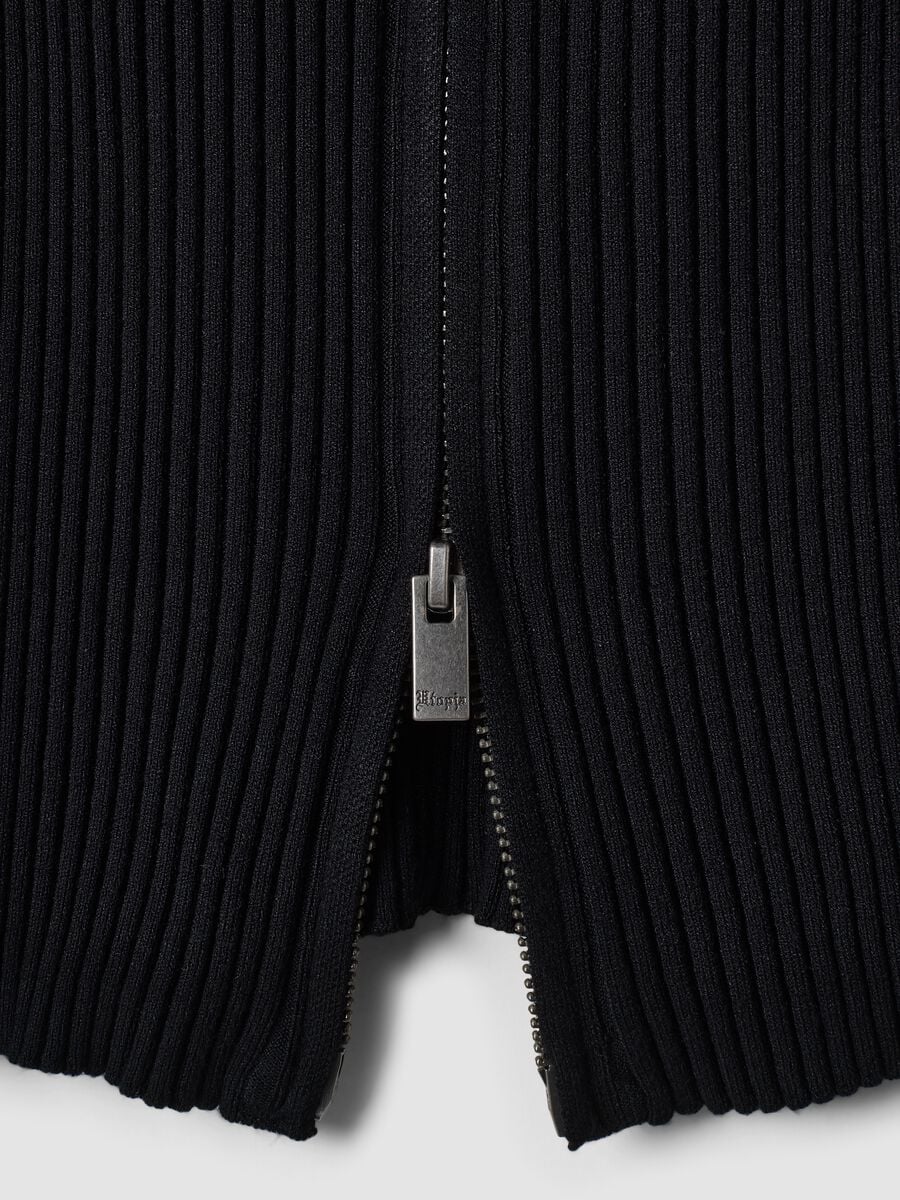 Full-Zip Ribbed Knit Black_2