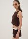 Brown cotton-blend crochet tank top, regular fit_0
