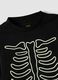 Black pure cotton crew-neck T-shirt with skeleton print_3