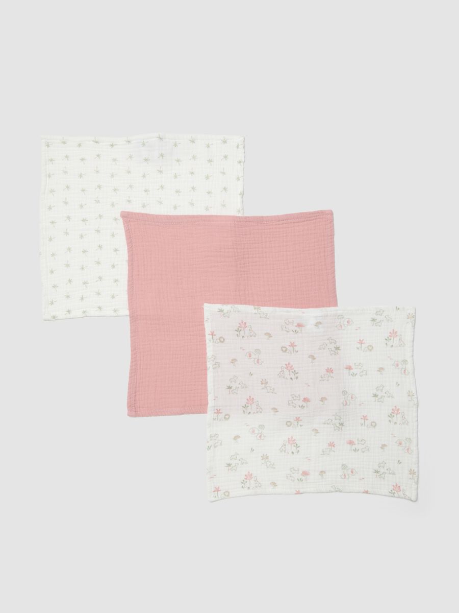 Pack de 3 fraldas de ombro multicolor em algod&atilde;o puro para beb&eacute;_0