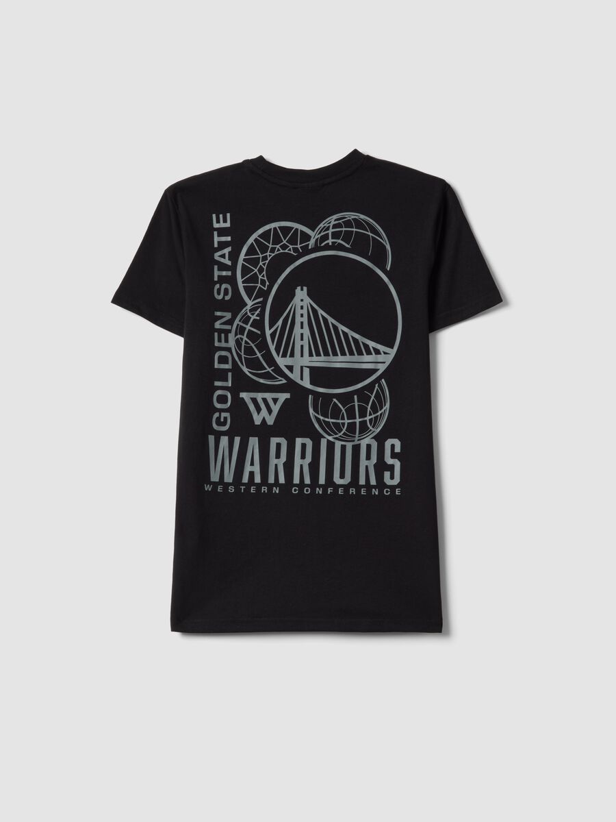 Boys' pure black cotton T-shirt with relaxed fit Warriors_1