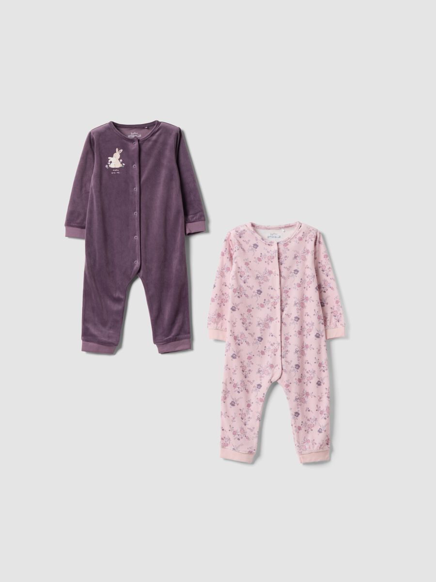 2-pack purple and pink baby girl sleepsuits with floral print_0