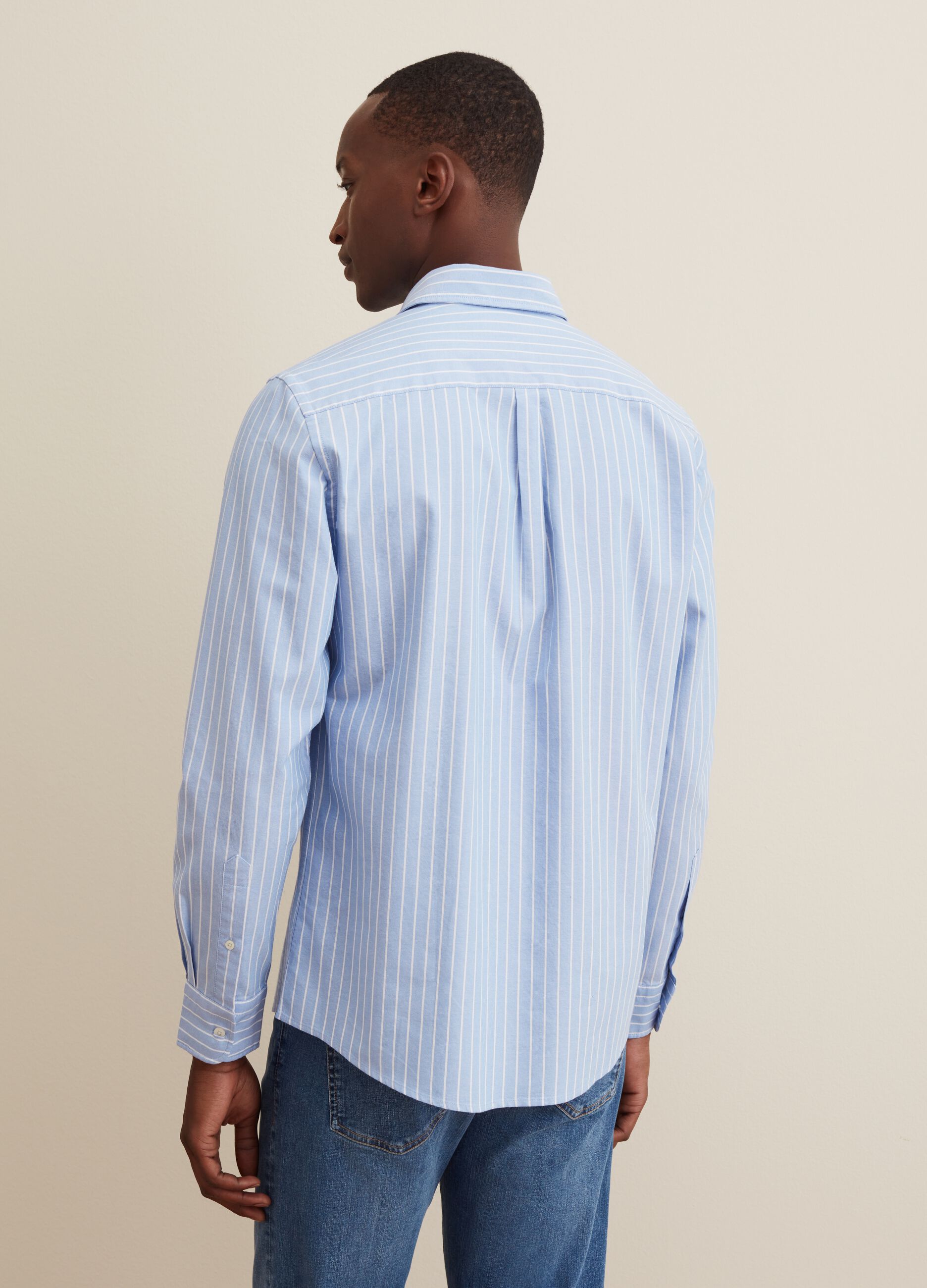 Striped Oxford cotton shirt with pocket_2