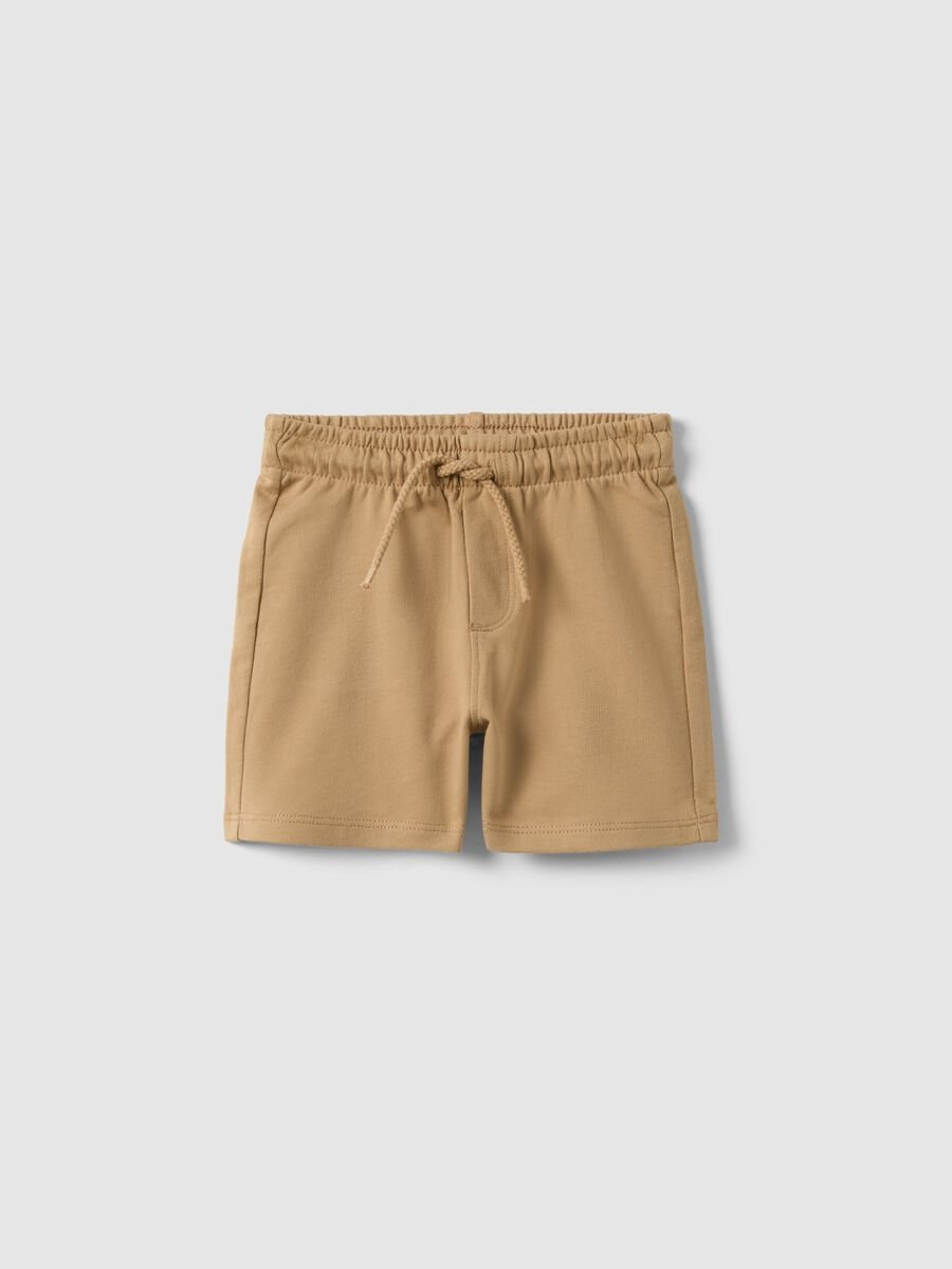 Beige Shorts aus reiner Baumwolle f&uuml;r Kinder mit regul&auml;rer Passform_0