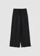 Black stretchy wide-leg trousers with crinkled texture_4