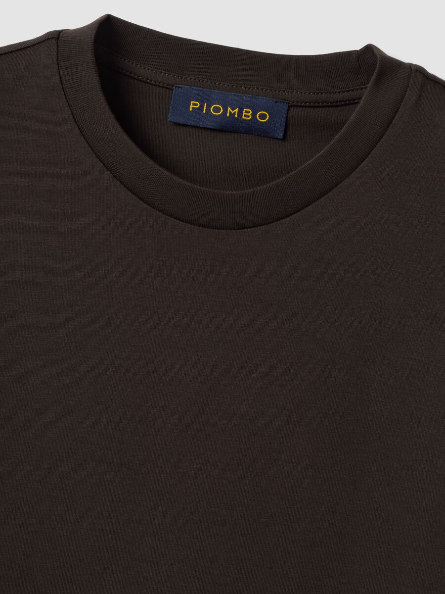 T-shirt marron &agrave; col rond en pur coton Supima, coupe regular_5
