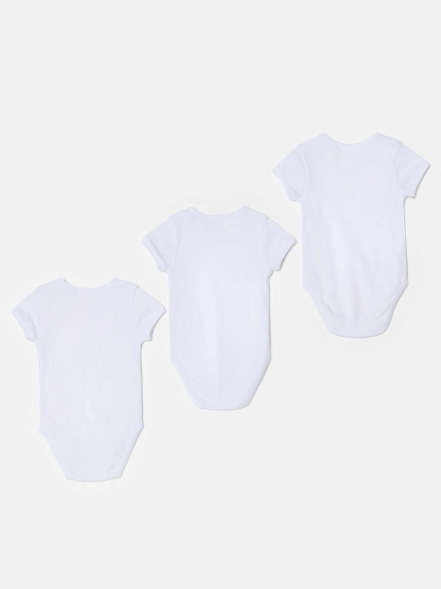 Three-pack short-sleeved bodysuits in cotton_1