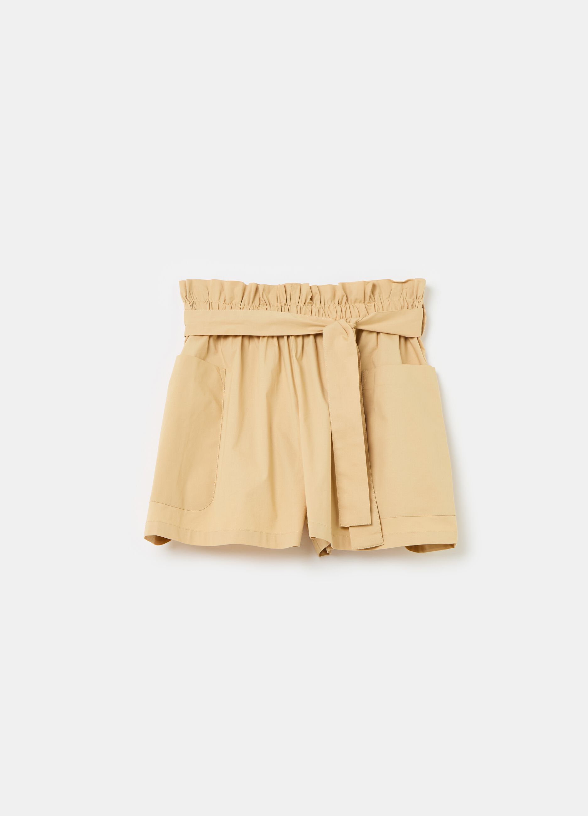 Paper bag shorts with belt