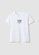 T-shirt branca de puro algod&atilde;o para meninas, ajuste regular com frase_3