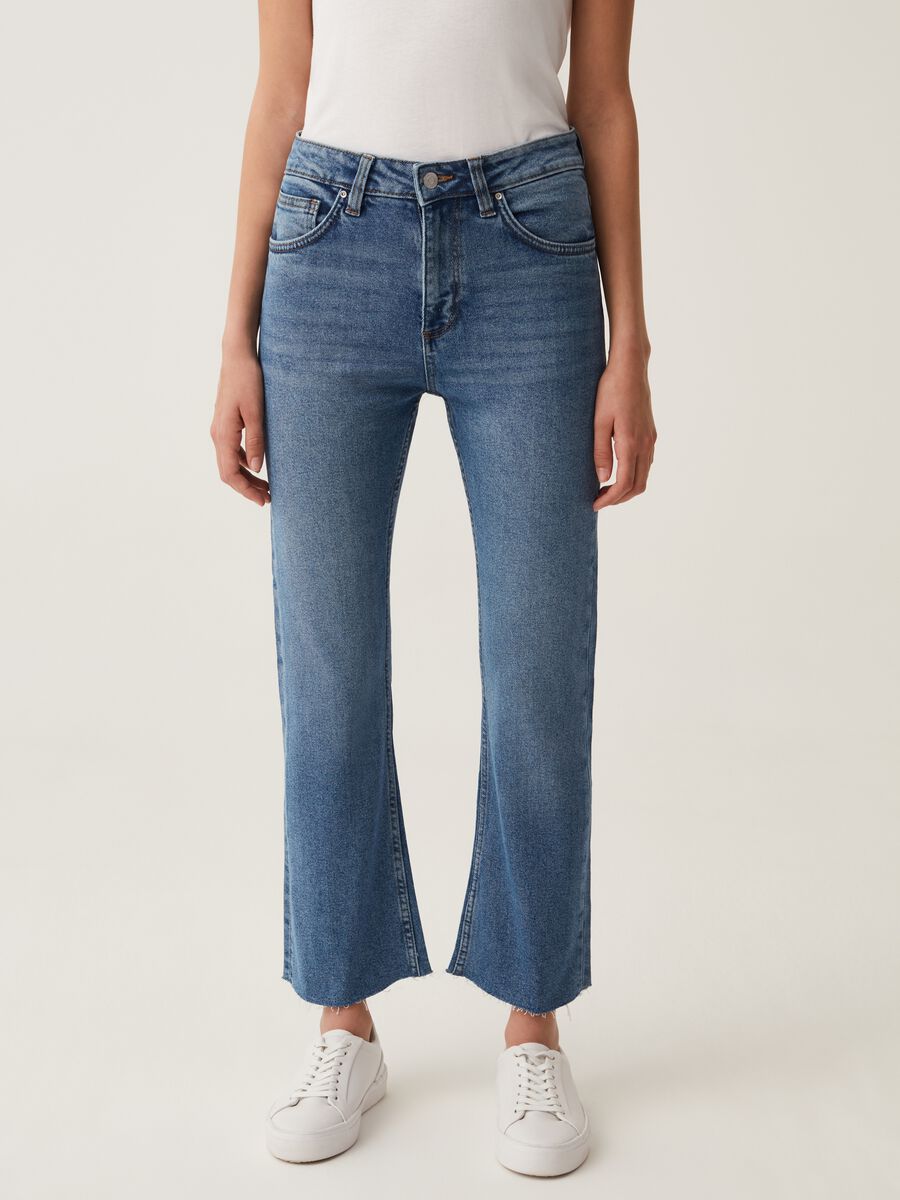 Flare-fit jeans with raw edging_1