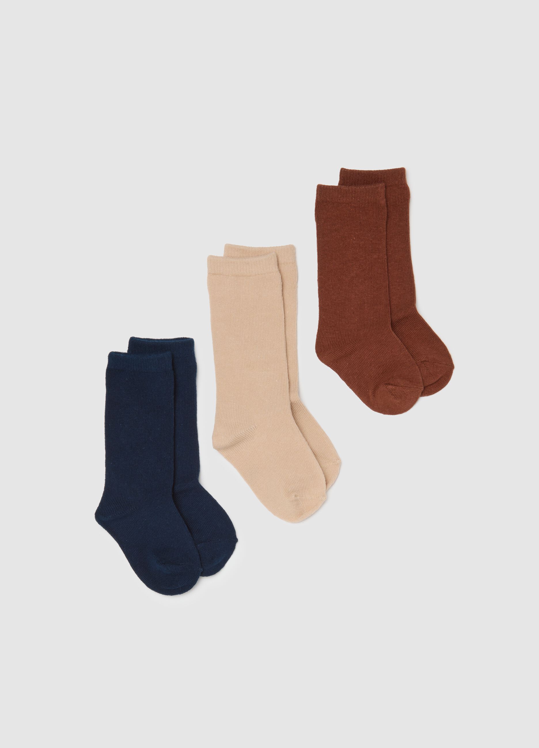 Tripack of Multicolour Stretch Cotton Long Baby Socks