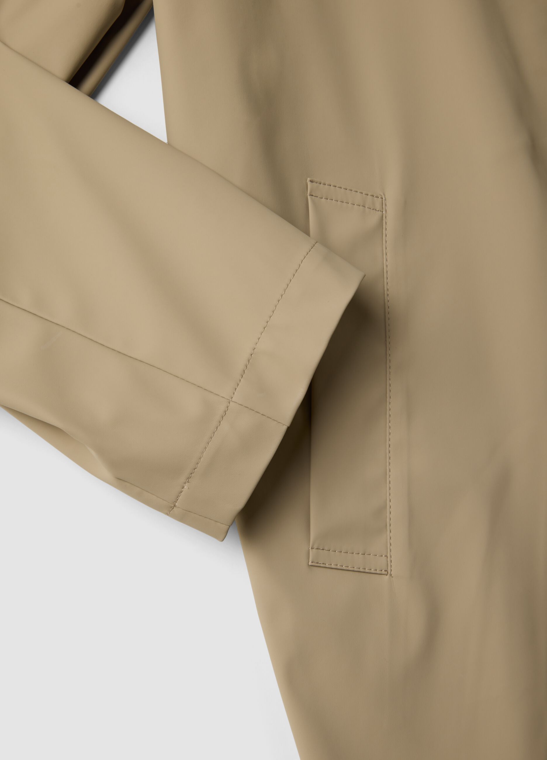 Beige regular-fit raincoat with zip fastening