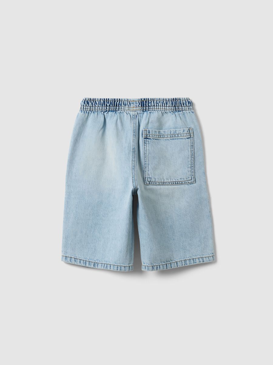 Children's wide leg pure cotton denim shorts in light blue_1