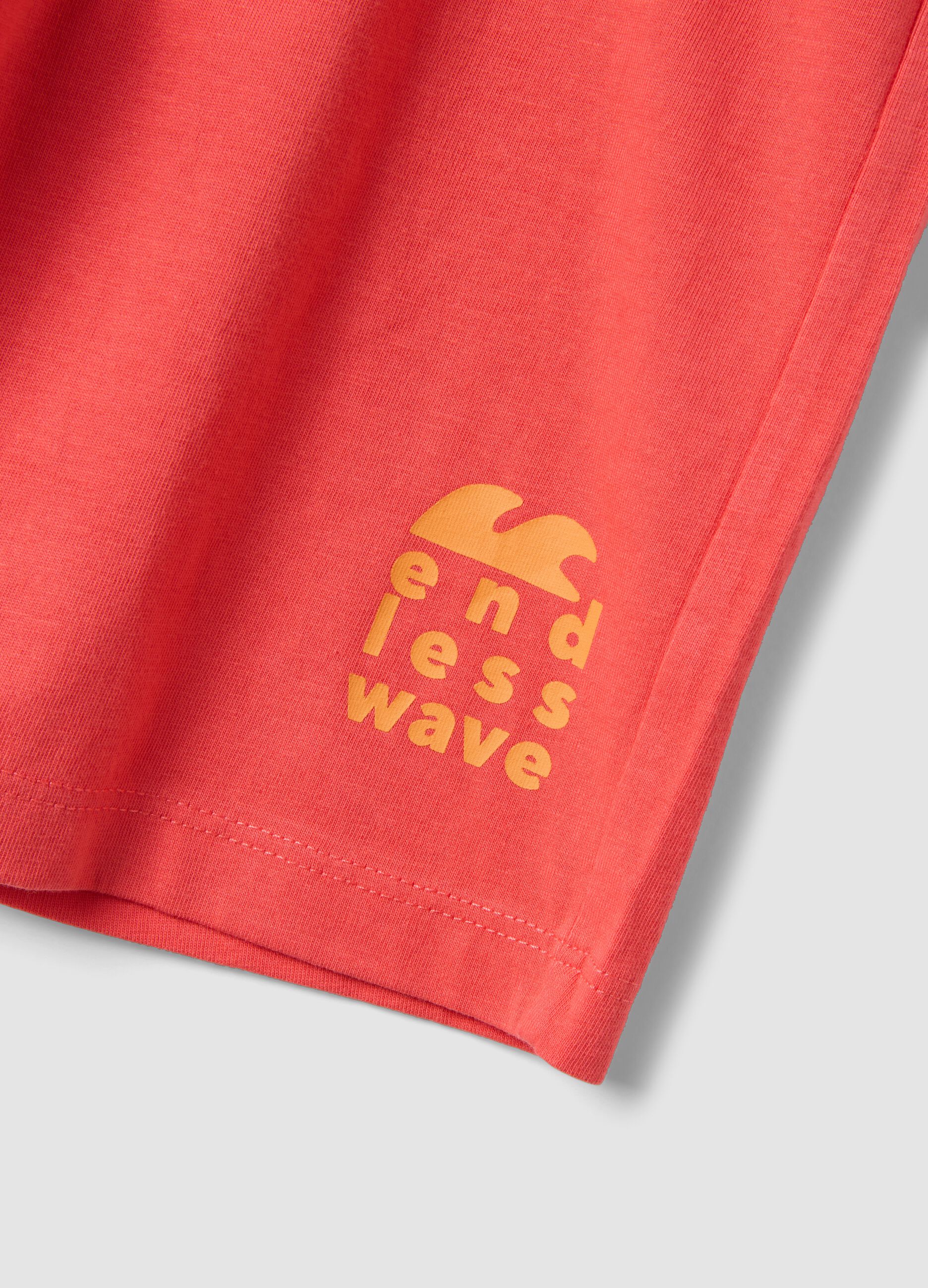 Red organic cotton shorts with elasticated waist
