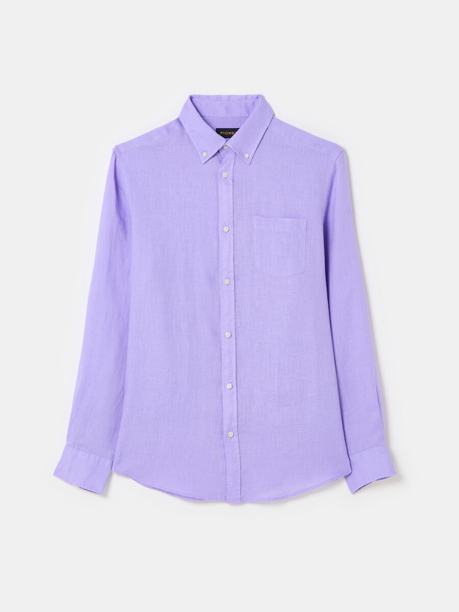 Regular-fit shirt with button-down collar in linen_3