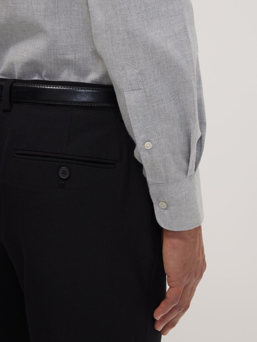 Grey pure cotton twill shirt, regular fit_2