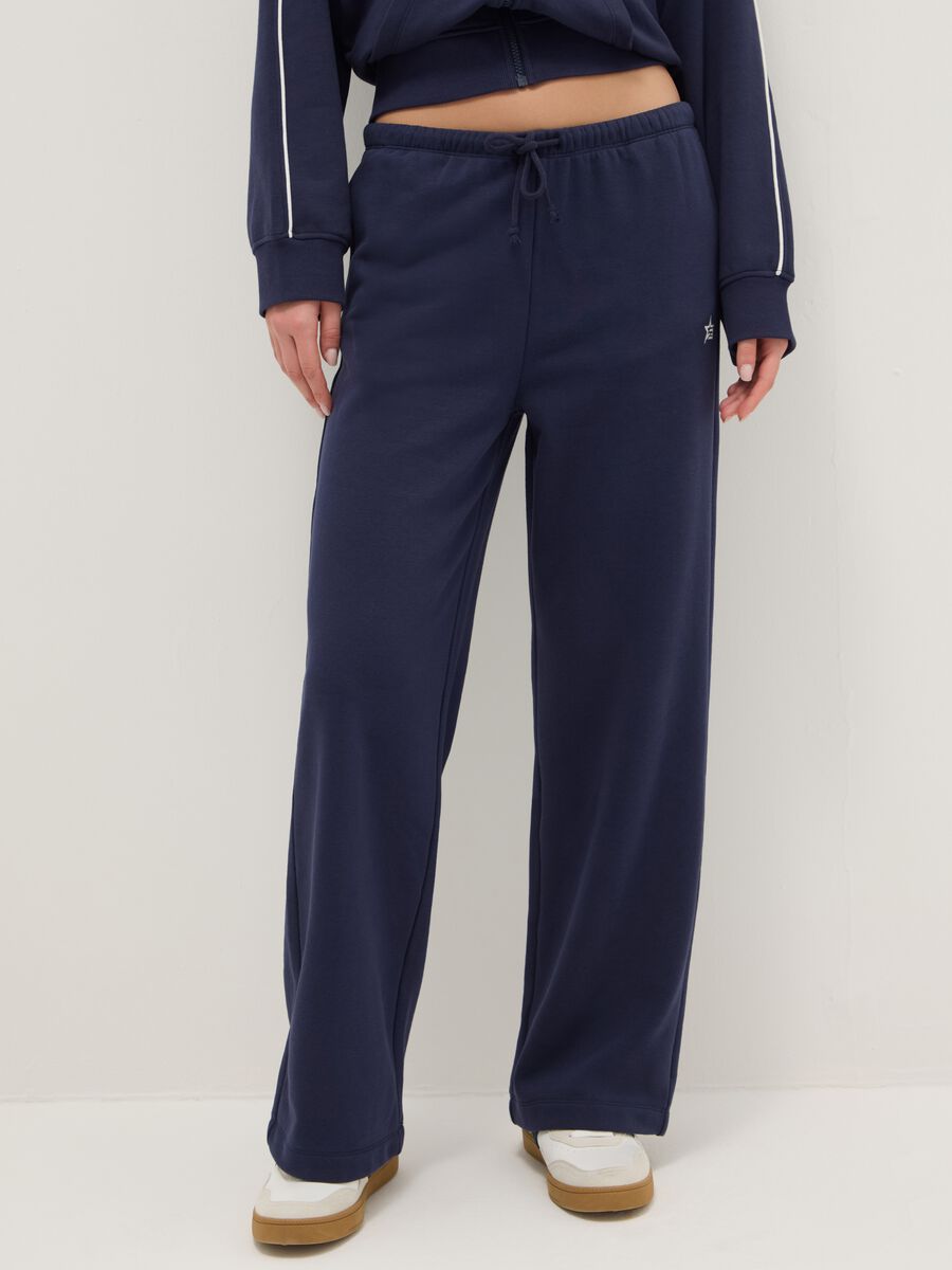 Blue jogger trousers in regular fit cotton blend_1