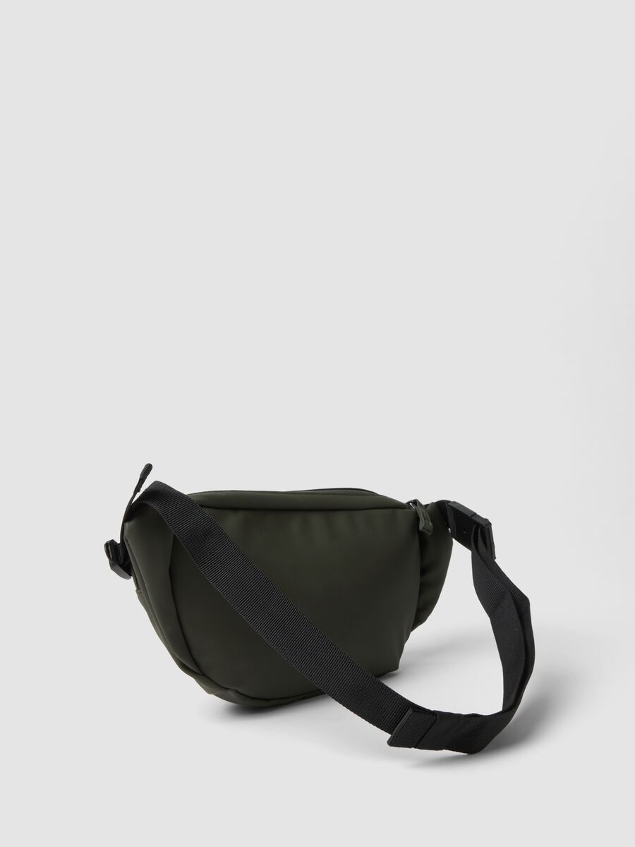 Green water-repellent bum bag with zipped pockets and adjustable belt_1