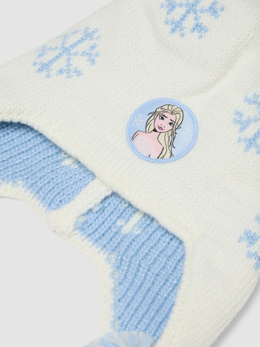 Cappello bianco in maglia con paraorecchie e pompon Frozen_2