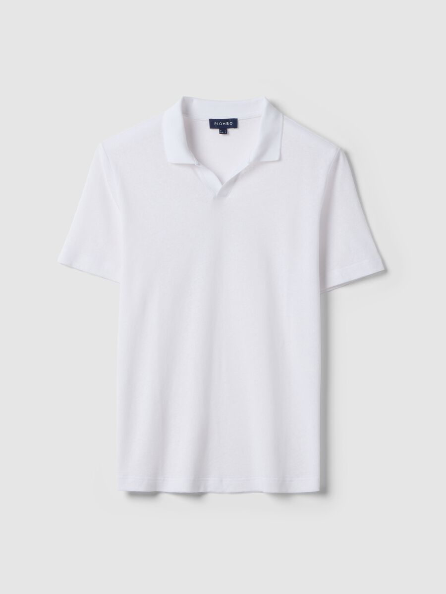 White linen and cotton blend polo regular fit_4