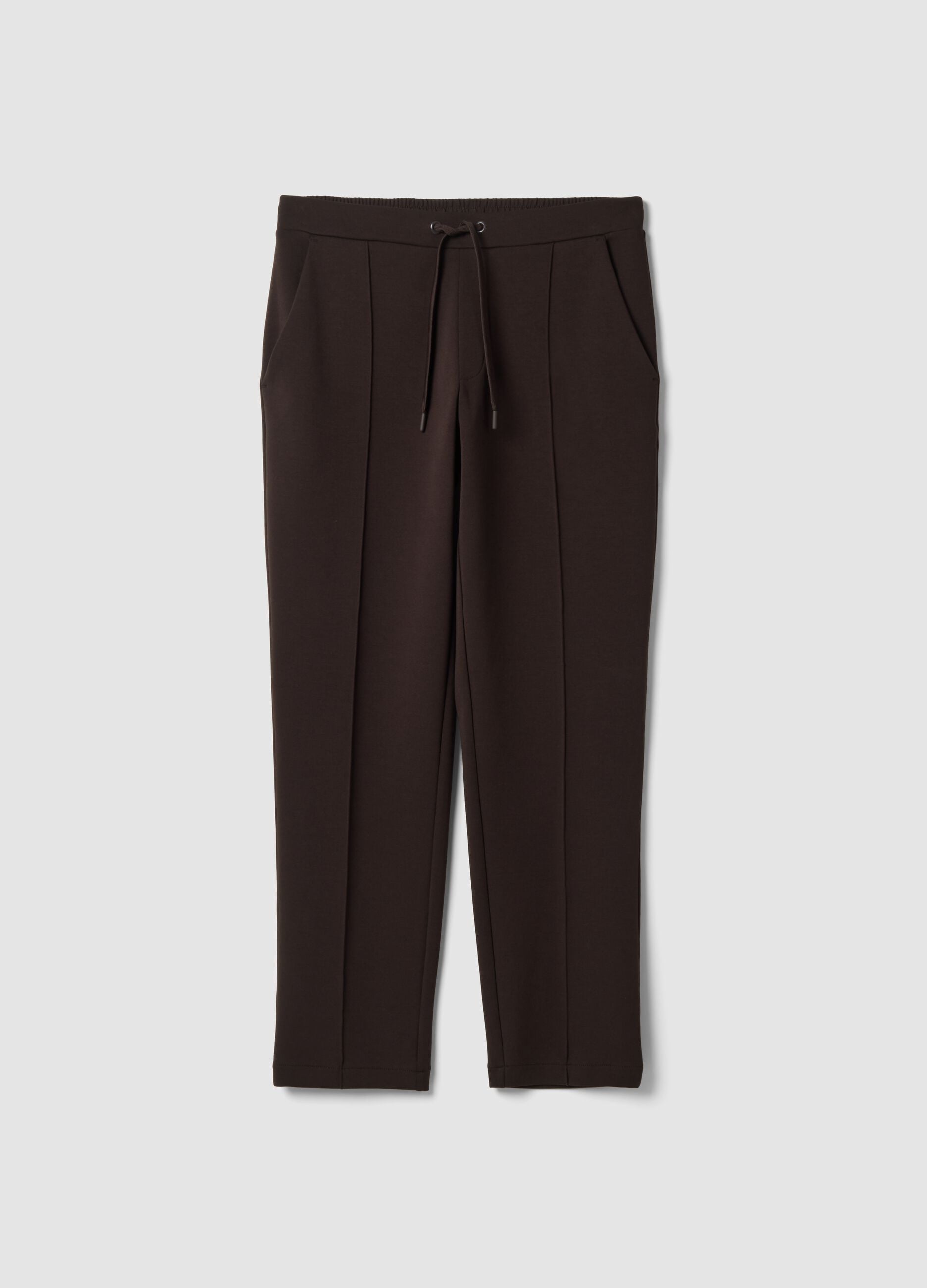 Brown stretch-cotton regular-fit trousers