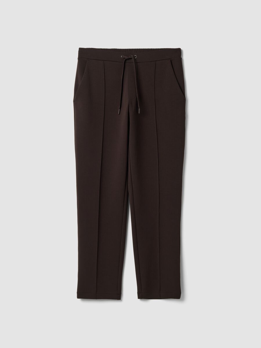 Brown stretch-cotton regular-fit trousers_0