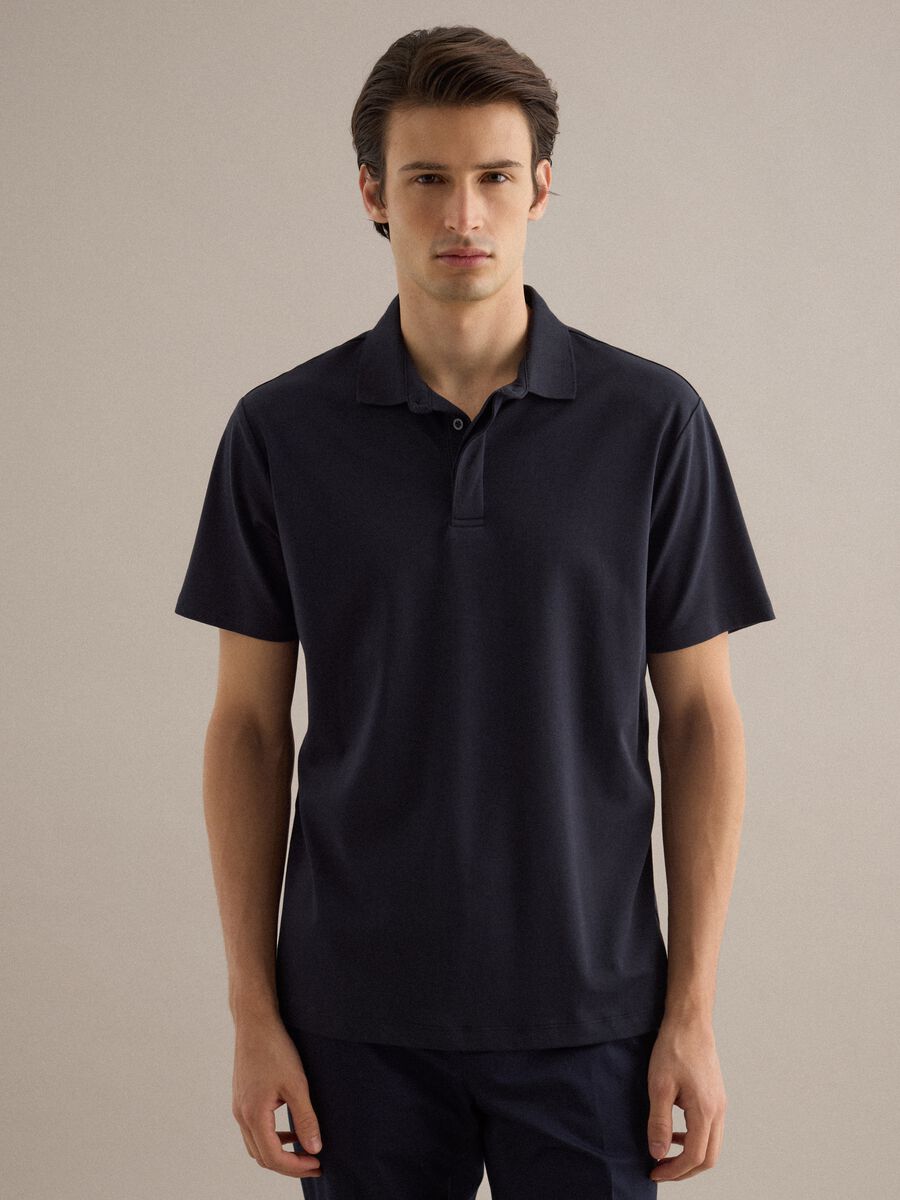Blue regular fit pure cotton polo_1