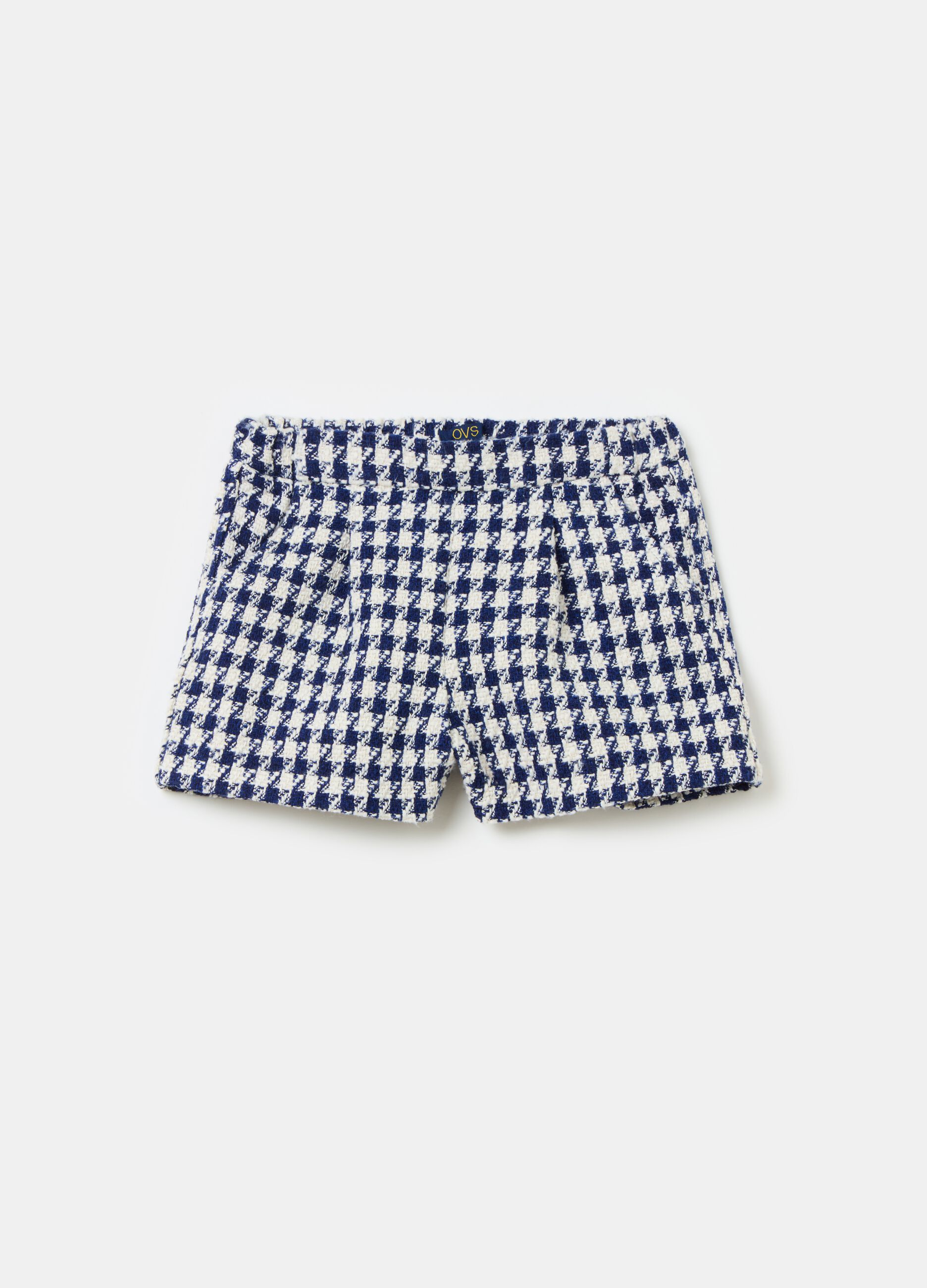 Houndstooth shorts in tweed