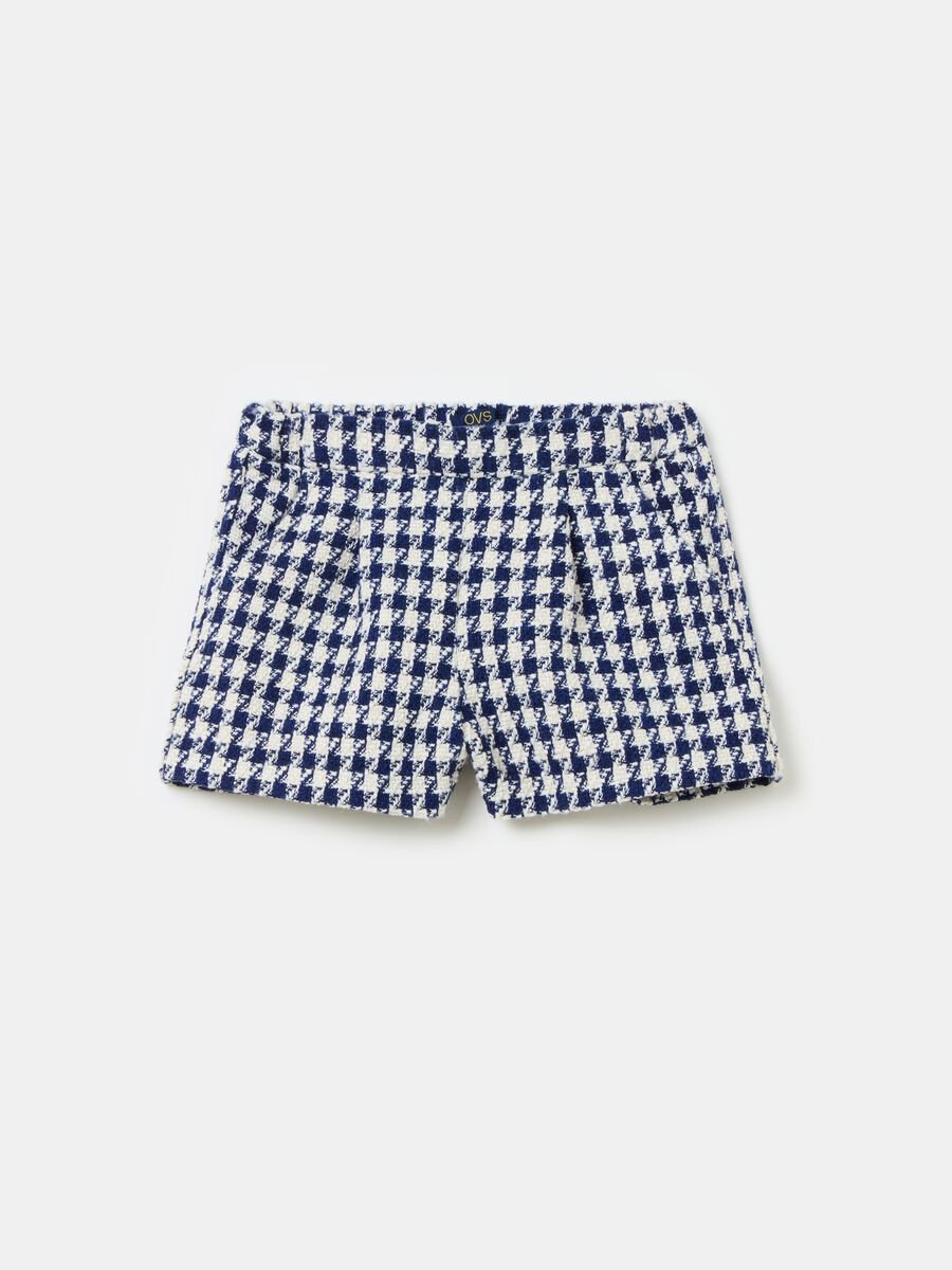 Houndstooth shorts in tweed_0